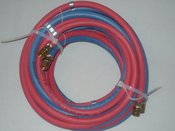 Schlauchgarnitur Sauerstoff/Azetylen  blau/rot 4x4